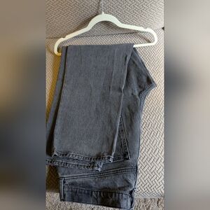 Black washed Abercrombie & Fitch mid rise wide leg jeans